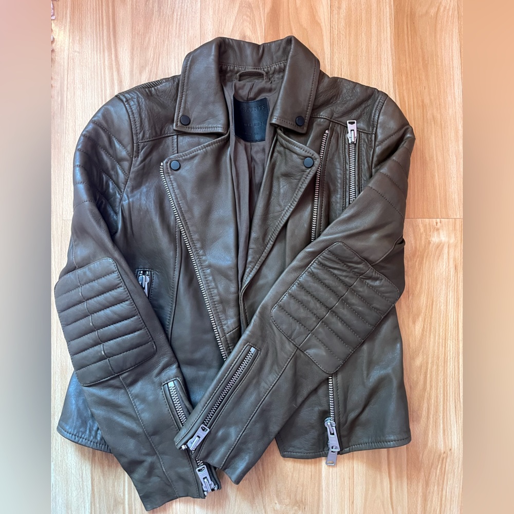 All Saints Leather Jacket Women’s US 2 - Green